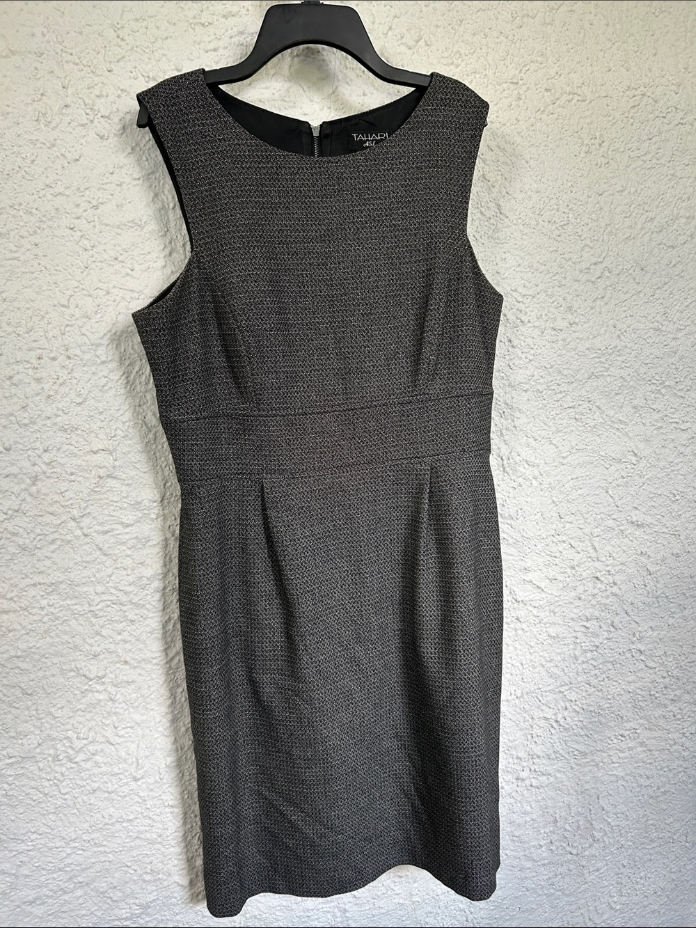 Tahari ASL Charcoal Gray Textured Sleeveless Midi Sheath Dress